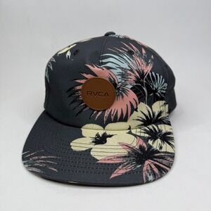 RVCA Romeo Strapback Cap Hat Mens Adjustable Charcoal Tropical Floral